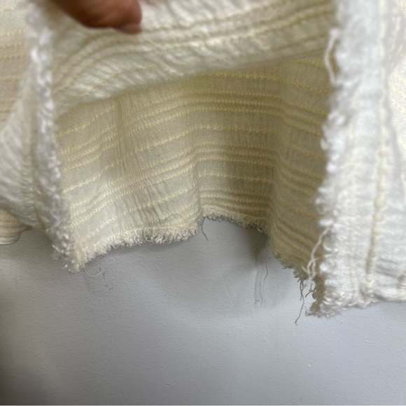 McGuire Linen Cotton Blend Split Long Sleeve Tie Top Blouse S Textured Luxury - Picture 8 of 16